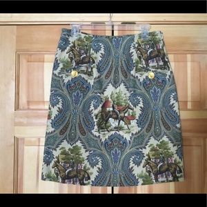 Horse/paisley print. A line skirt